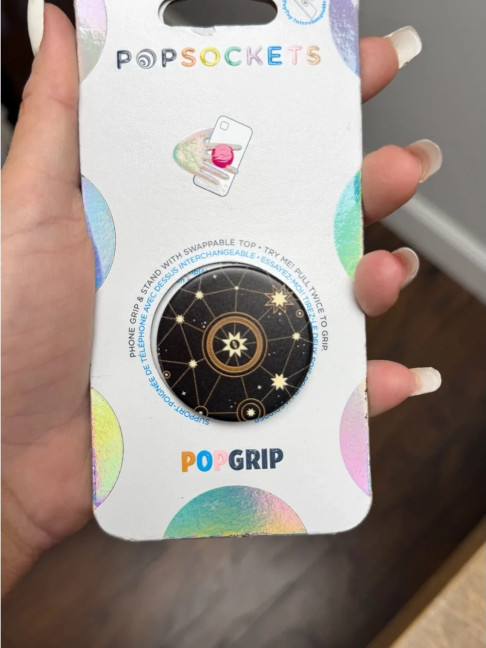 PopSocket PopGrip Phone Grip in Black and Gold Celestial Design